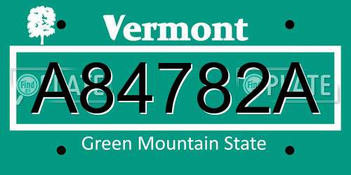 A84782A Vermont License Plate