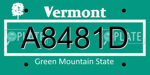 A8481D Vermont License Plate