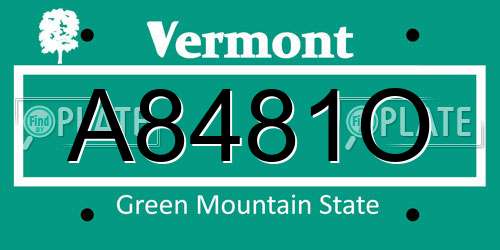 A8481O Vermont License Plate