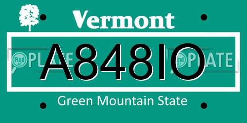 A848IO Vermont License Plate