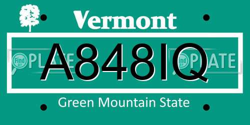 A848IQ Vermont License Plate