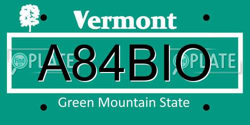 A84BIO Vermont License Plate