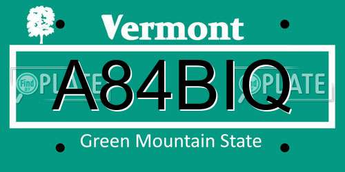 A84BIQ Vermont License Plate