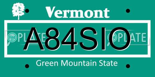 A84SIO Vermont License Plate