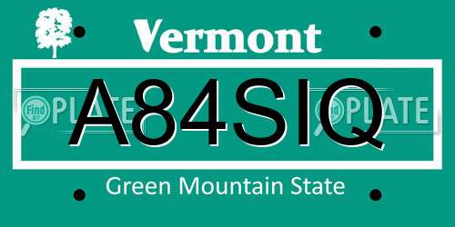 A84SIQ Vermont License Plate