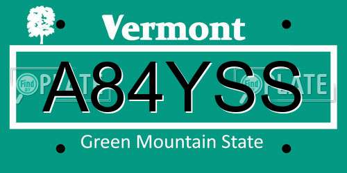 A84YSS Vermont License Plate