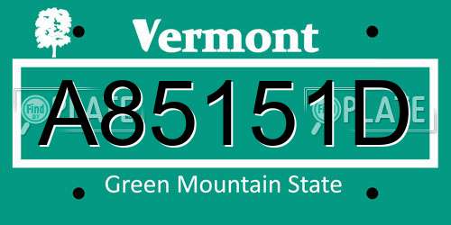 A85151D Vermont License Plate