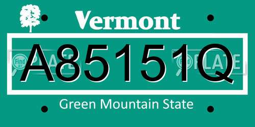 A85151Q Vermont License Plate
