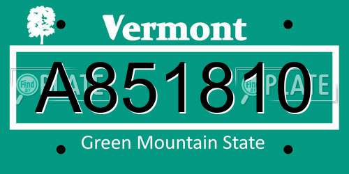 A851810 Vermont License Plate