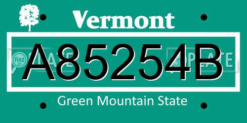 A85254B Vermont License Plate