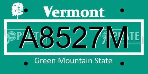 A8527M Vermont License Plate