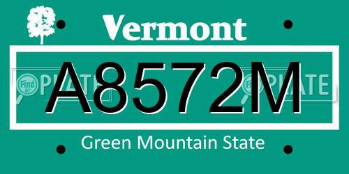 A8572M Vermont License Plate