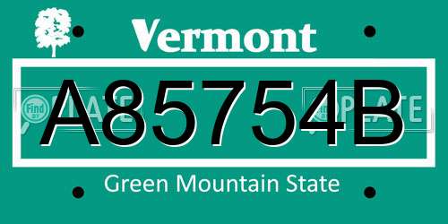 A85754B Vermont License Plate