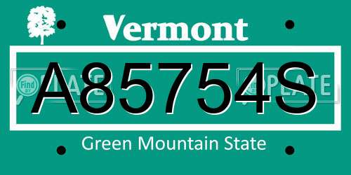 A85754S Vermont License Plate