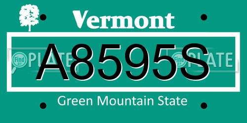A8595S Vermont License Plate