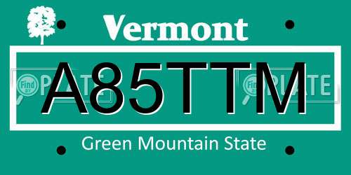 A85TTM Vermont License Plate
