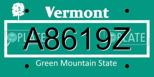 A8619Z Vermont License Plate