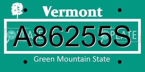 A86255S Vermont License Plate
