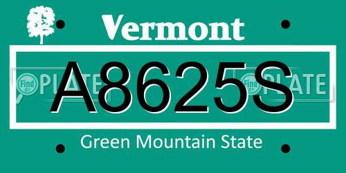 A8625S Vermont License Plate
