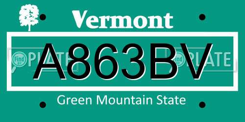 A863BV Vermont License Plate