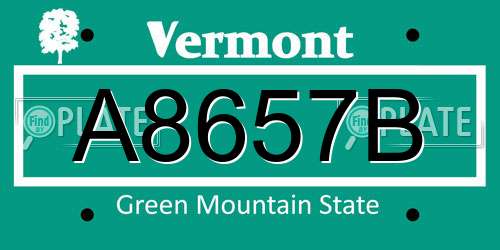A8657B Vermont License Plate
