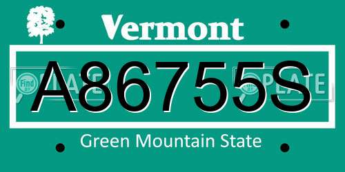 A86755S Vermont License Plate
