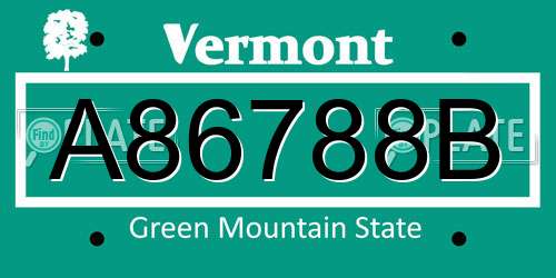 A86788B Vermont License Plate