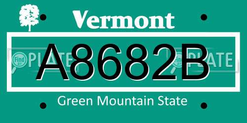 A8682B Vermont License Plate