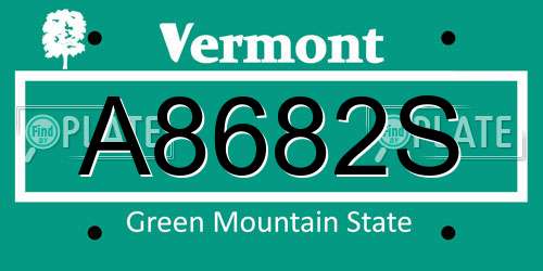A8682S Vermont License Plate