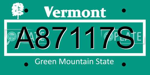 A87117S Vermont License Plate