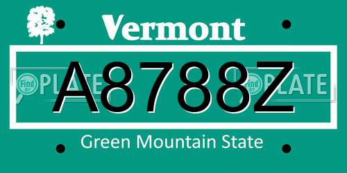 A8788Z Vermont License Plate
