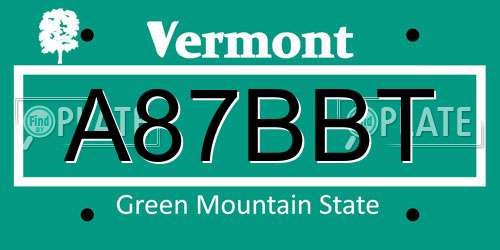 A87BBT Vermont License Plate