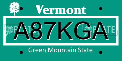 A87KGA Vermont License Plate