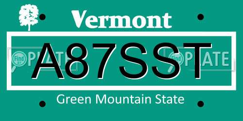 A87SST Vermont License Plate