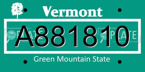 A881810 Vermont License Plate