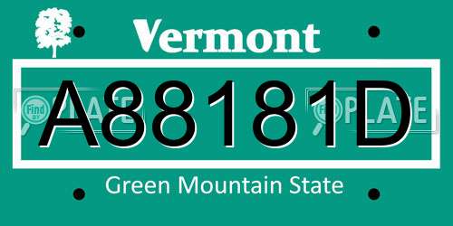A88181D Vermont License Plate