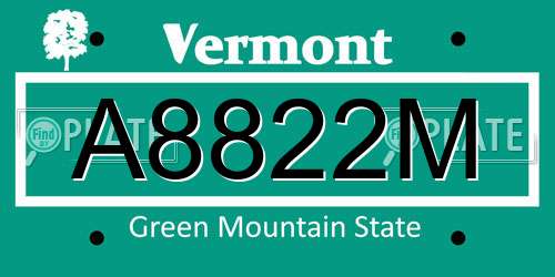 A8822M Vermont License Plate