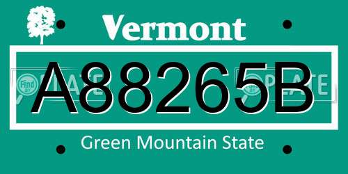 A88265B Vermont License Plate