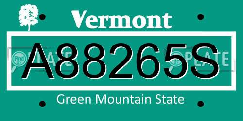 A88265S Vermont License Plate