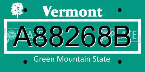 A88268B Vermont License Plate