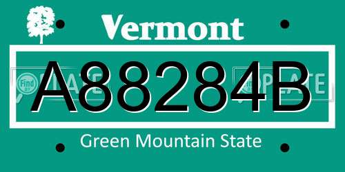 A88284B Vermont License Plate
