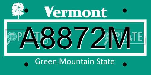 A8872M Vermont License Plate