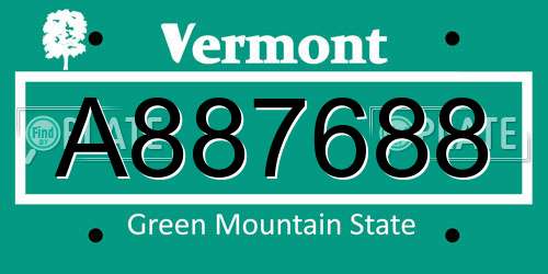 A887688 Vermont License Plate