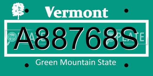 A88768S Vermont License Plate