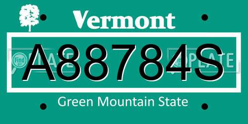 A88784S Vermont License Plate