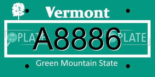 A8886 Vermont License Plate