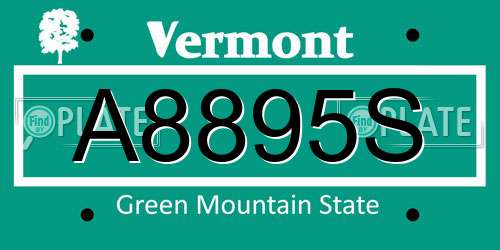 A8895S Vermont License Plate