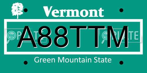 A88TTM Vermont License Plate