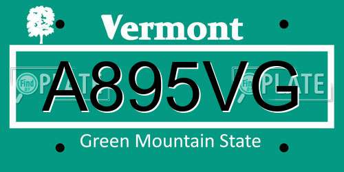 A895VG Vermont License Plate