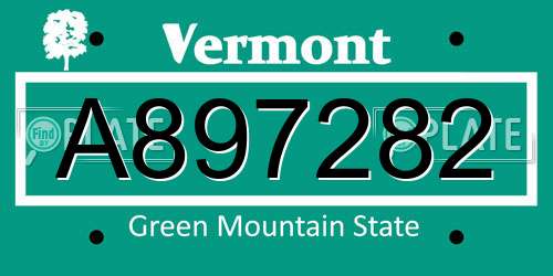 A897282 Vermont License Plate